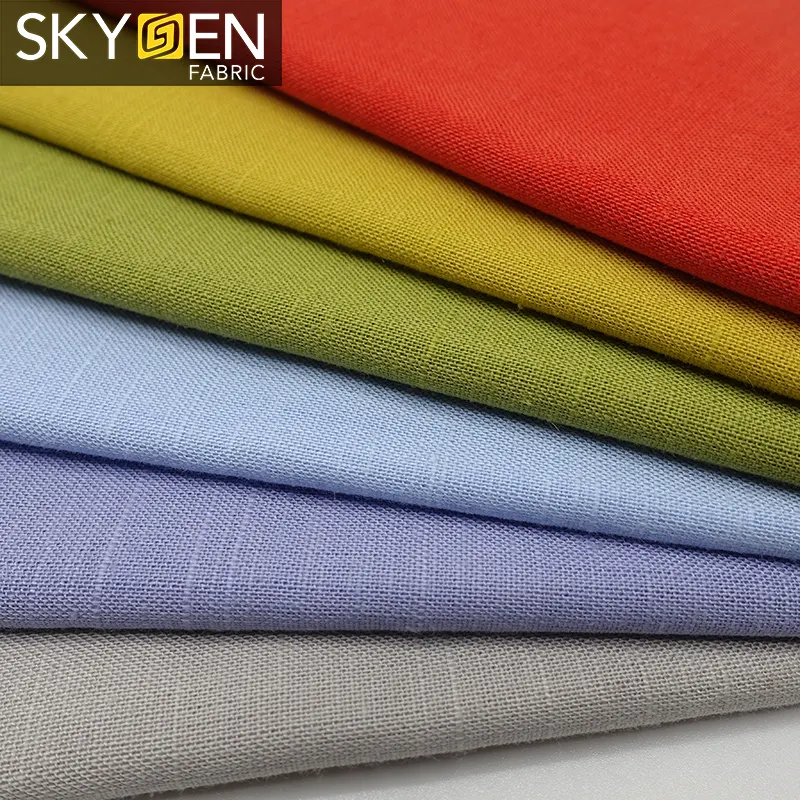 Skygen roupas de linho 30%, 30% lyocell 40% algodão 140gsm tecido de linho macio