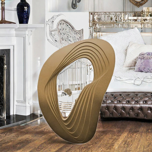 Fuda Chất Lượng Cao 80*60Cm Hình Dạng Không Thường Xuyên Tường Gương Lớn Gỗ Rắn Khung Màu Đen Thiết Kế Hiện Đại Trang Trí Nội Thất Phòng Khách - Product Image 3