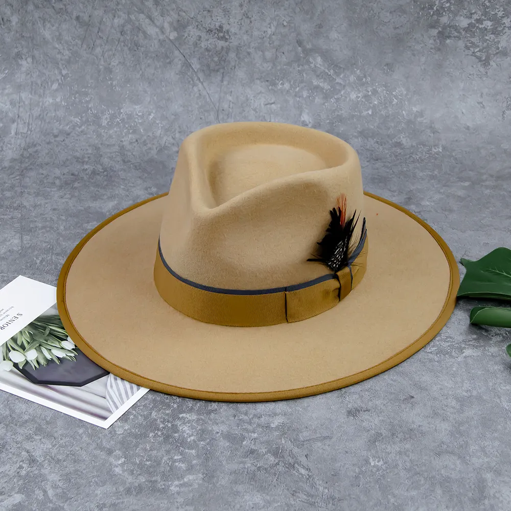 最も人気のあるFedora帽子サプライヤーウールFedora帽子男性カスタムFedora帽子