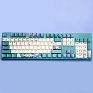 Teclado retroiluminado RGB personalizado con cable USB de escritorio 104 teclas de moda azul diseño chino teclado óptico para juegos para ordenador PC - Product Image 1