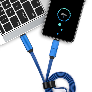 工厂直接供应PD 60w C型USB C电缆，3A快速充电电缆，3合1织物编织C型充电电缆 - Product Image 4