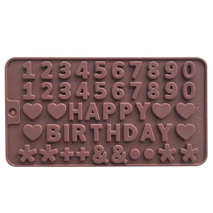 Caliente vender letras + Feliz cumpleaños/números/símbolos molde silicona Digital de pastel de Chocolate molde herramientas de decoración