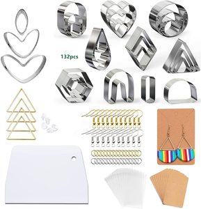 ที่ตัดต่างหูดินเหนียวรูปทรง27ชิ้น,อุปกรณ์ DIY แม่พิมพ์ตกแต่งแหวนกระโดดทำเครื่องประดับทำจากดินโพลิเมอร์ชุด132ชิ้น - Product Image 1