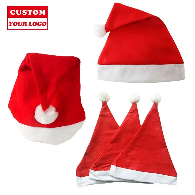 Fiesta de Navidad Sombrero de Papá Noel rojo Decoraciones navideñas personalizadas Sombrero de Papá Noel personalizado Copa Sombrero de Papá Noel grande