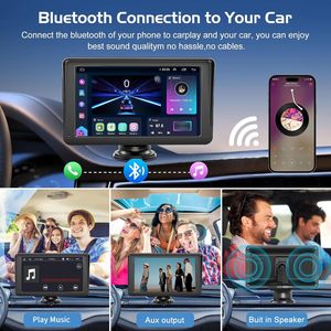 7英寸便携式汽车收音机无线CarPlay屏幕安卓汽车带遮阳触摸屏倒车摄像头全球定位系统导航自动广播 - Product Image 4
