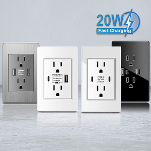 电脑灰色南美廉价家用墙壁开关美国插座电气面板电源USB + c型快速充电器 - Product Image 3