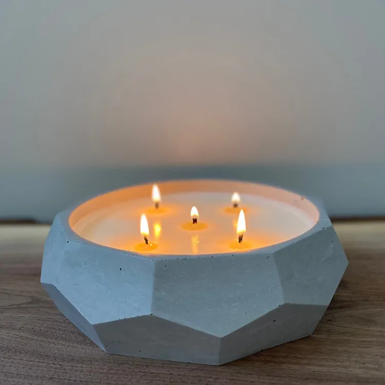 Stile minimalista europeo fatto a mano personalizzato bianco candela ciotola matrimonio decorazione della casa all'ingrosso barattolo di candela di cemento