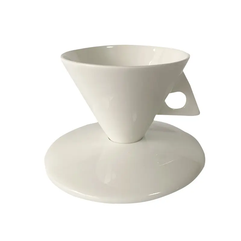 Bán Buôn Trắng Tinh Khiết Sáng Tạo Đơn Giản Hình Nón Gốm Mug Xương Trung Quốc Vài Cốc Cà Phê Đĩa Espresso Mini Cup