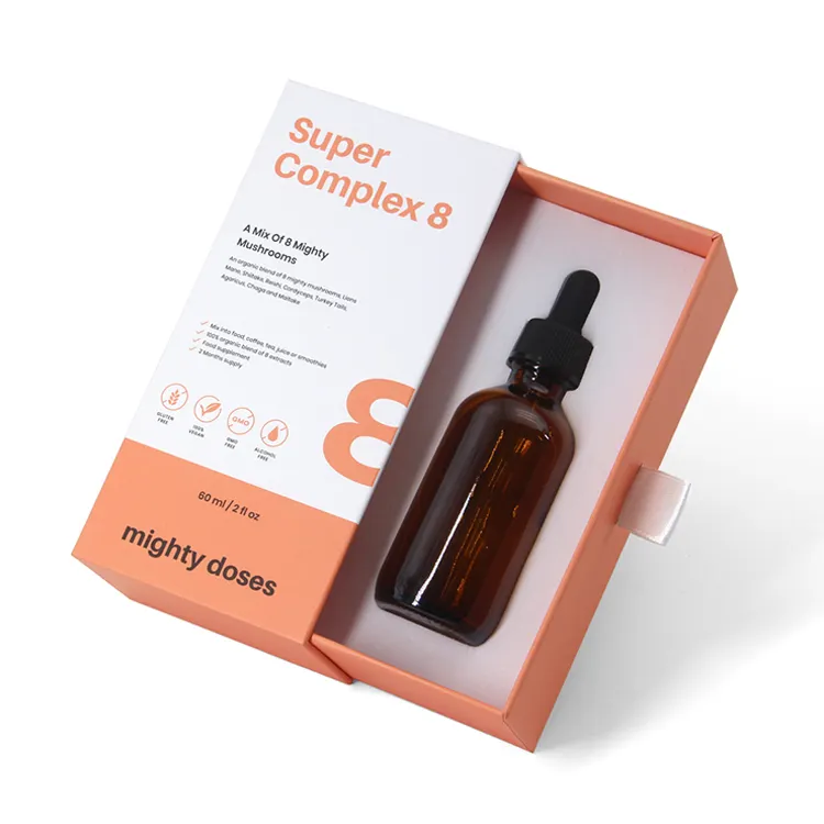 Custom rigid serum dropper bottle box packaging luxury skin care hair beard essential oil bottle packaging box