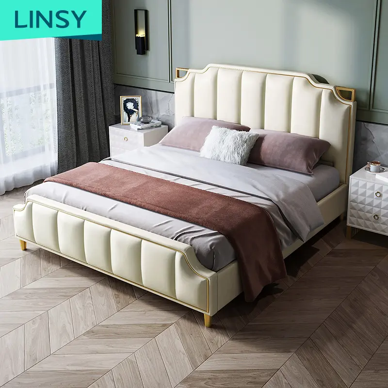 Linsy mobili da camera da letto bianchi italiani di buona qualità in pelle Design moderno letto RAX4A
