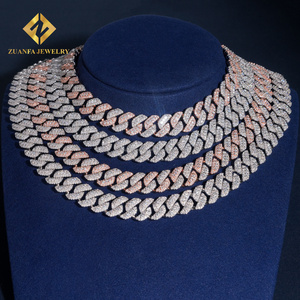 En çok satan 13mm iki satır iki ton renk buzlu Out Hip Hop rapçi takı GRA sertifikaları kutusu toka Moissanite küba bağlantı zinciri - Product Image 5