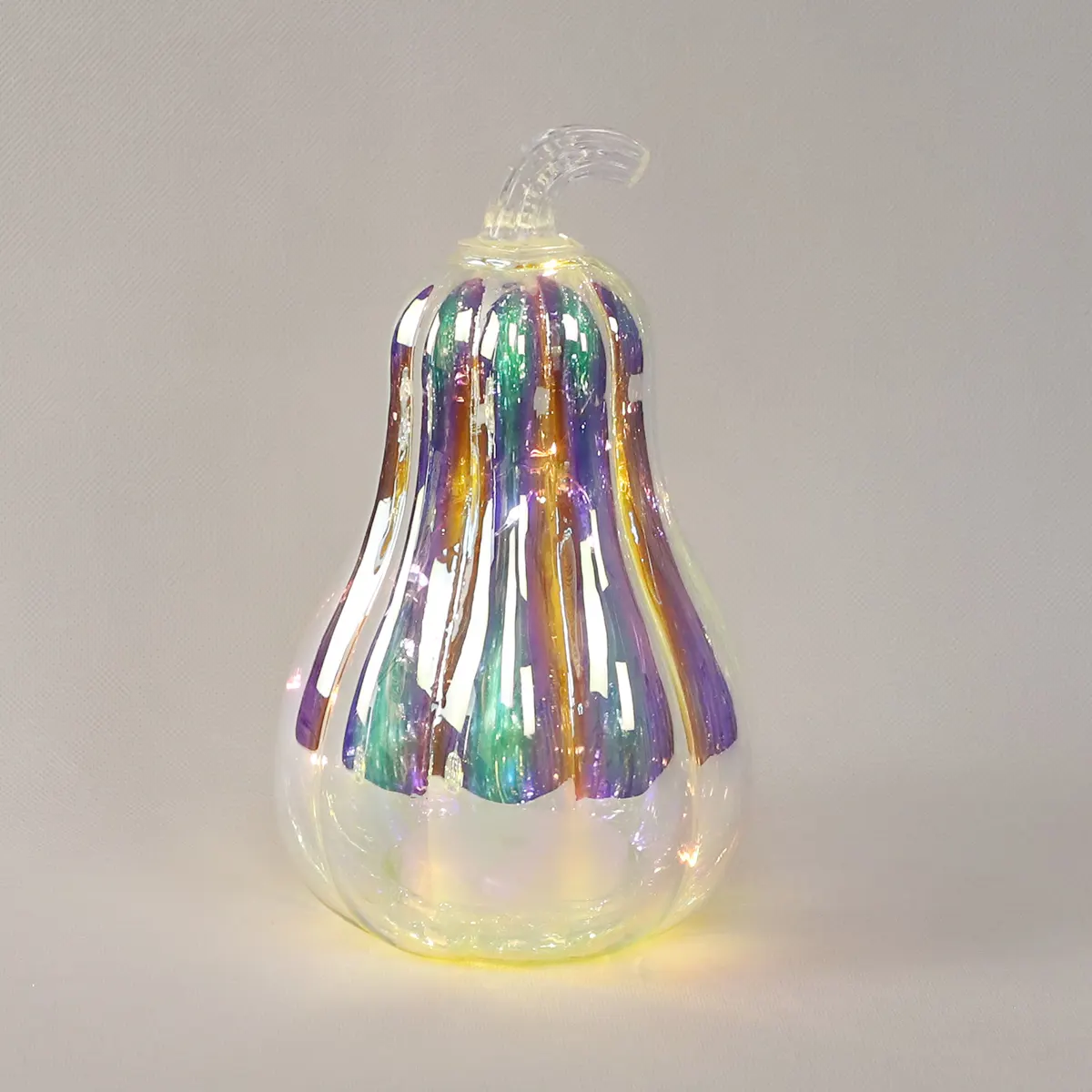 Figuritas de calabaza de vidrio artificial con luz LED a la venta decoraciones de luz de calabaza de Halloween