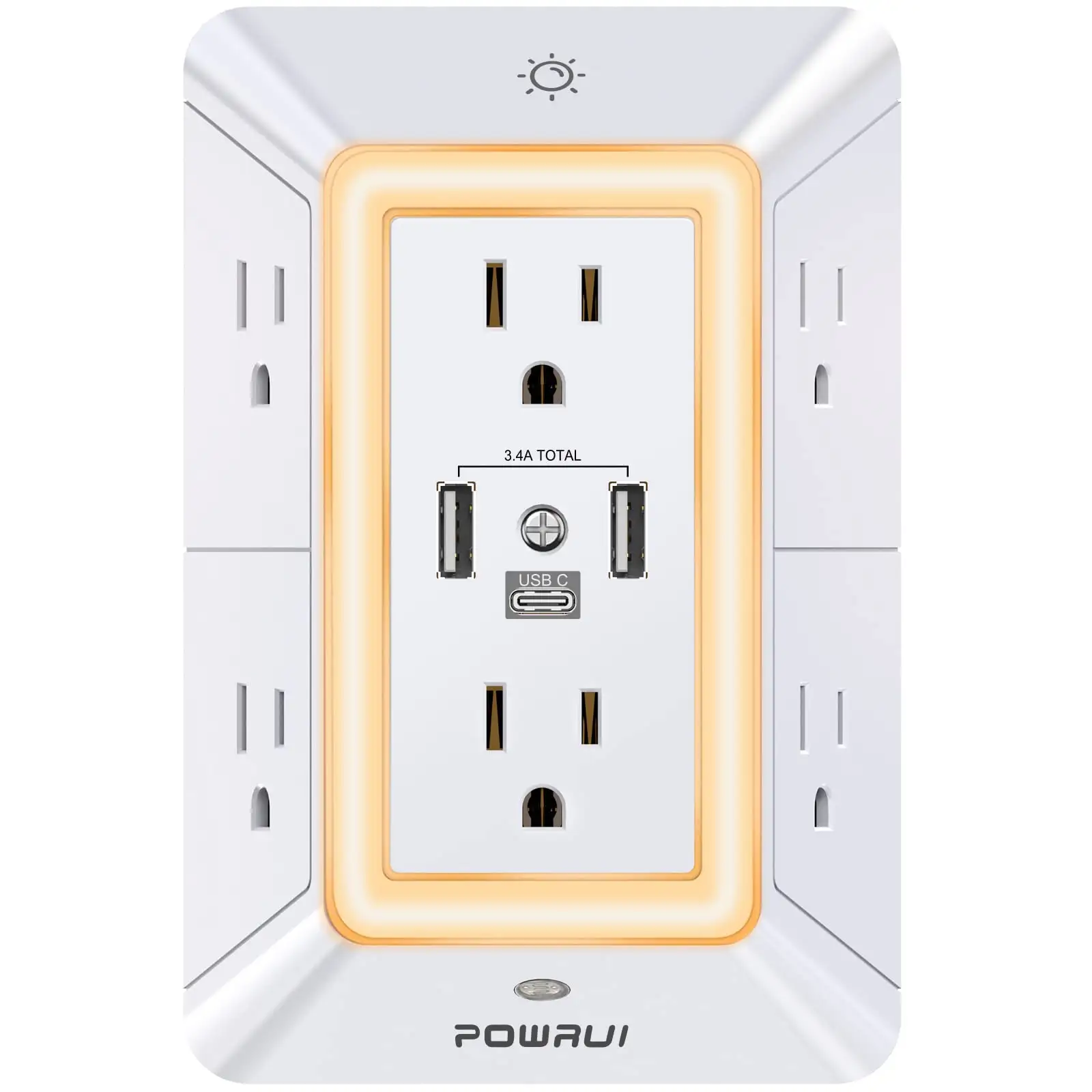 Chargeur mural USB pour le marché japonais, multiprise 3 faces avec adaptateur et prises espacées avec port USB C