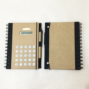 Creative Multifunction 8 Digits <strong>Calculator</strong> <strong>Notebook</strong> with Pen Solar Energy Notepad Kraft Paper Cover Calculadora Promotional Gift - Product Image 4