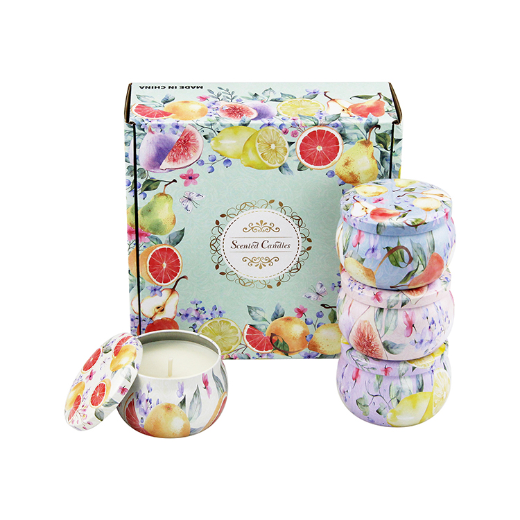 Round Scent Body Soy Christmas Natural Bath Scented Wax Candle In Tin Jar