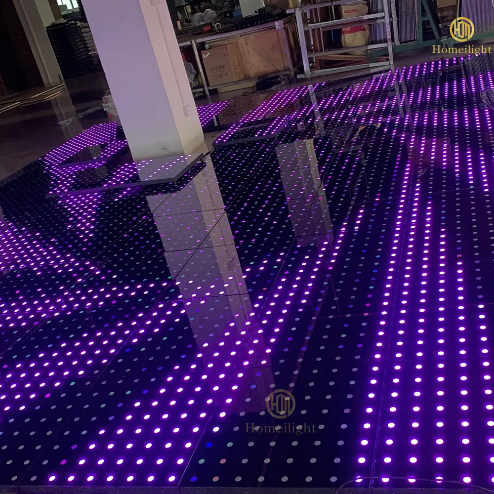 Well Selling Guangzhou led dance floor lights starlit LED Video Toughened Glass Dance panel for bar wedding nightclub event
