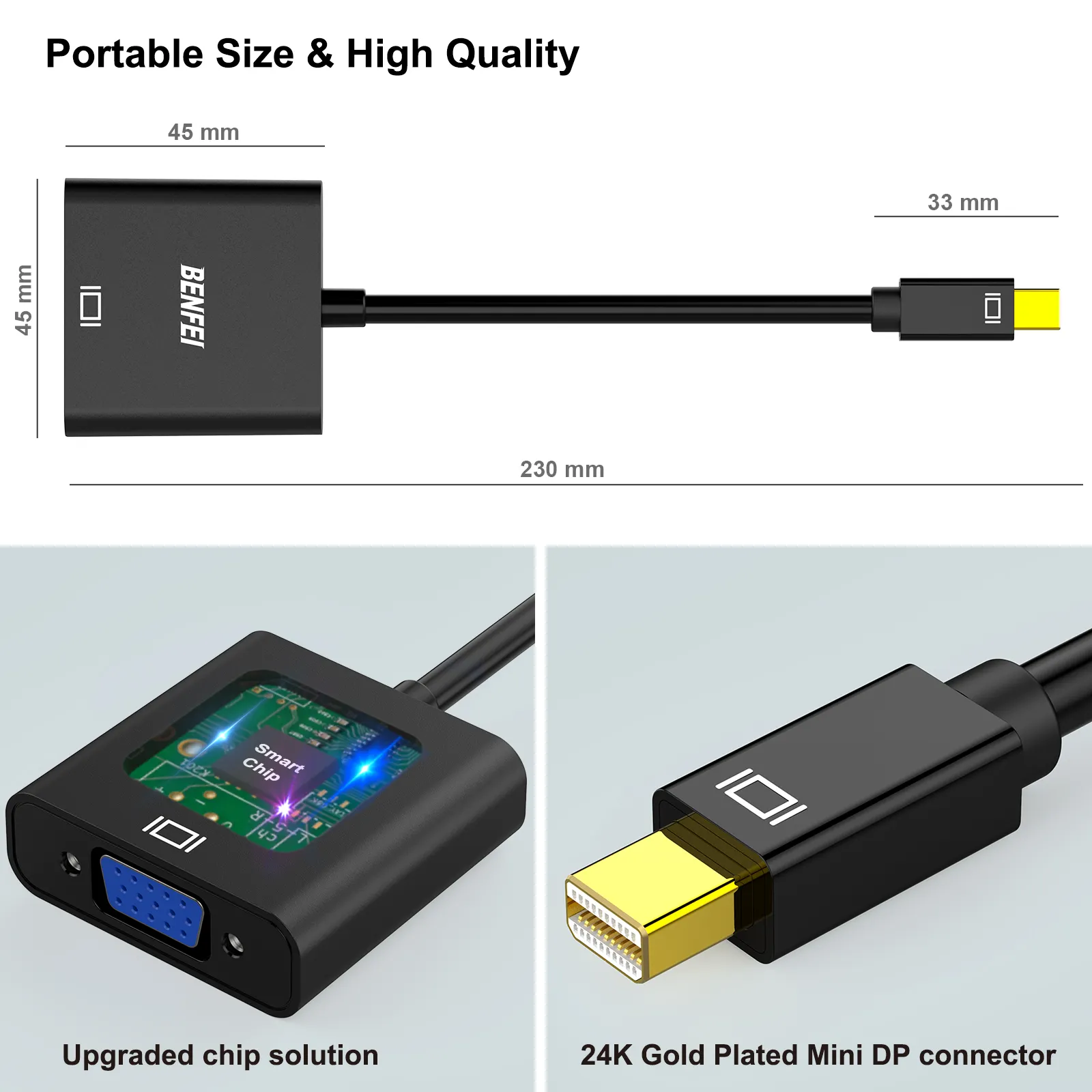 Адаптер Mini DisplayPort для VGA, адаптер BENFEI Mini DP для VGA (совместимый с Thunderbolt) переходник