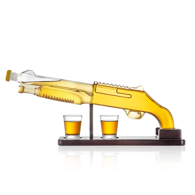 Liquor Glass Gun Gun Whisky Whisky Glazen Set Karaf Karaf Fles Dispenser Met 2 Shot Gillen Militair Aanwezig