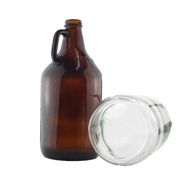 Jarra de vidrio de 1 galón con mango y tapa, botella de agua de 128oz con tapa sellada para jarra de vino