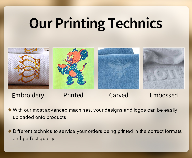 Made in China  Bath Towels Supplier Hotel Cotton customized design logo reactive printed hotel bath towel