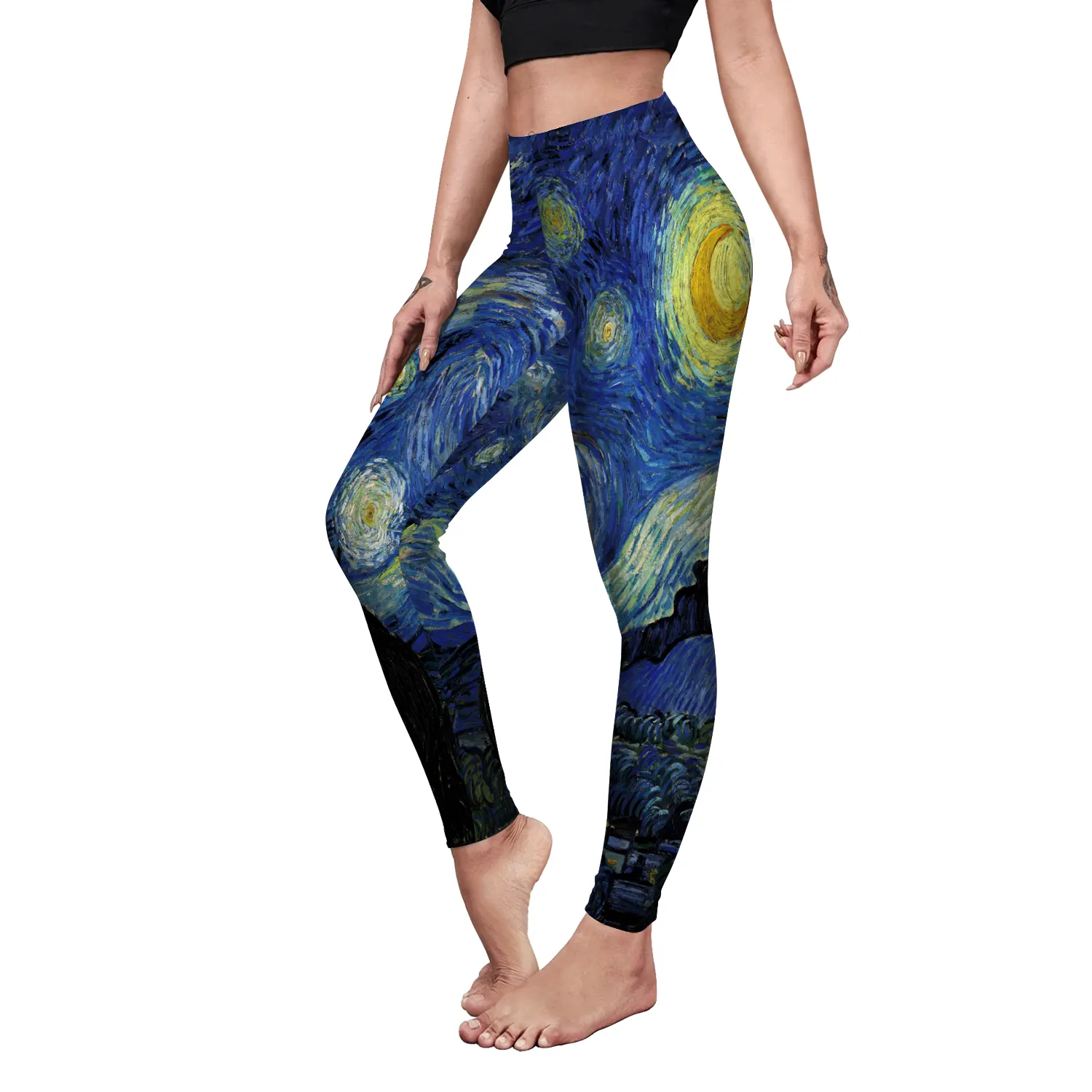 NADANBAO-mallas ajustadas con estampado de Van Gogh para mujer, leggings deportivos, de arte 3D, pintura al óleo, nueva serie