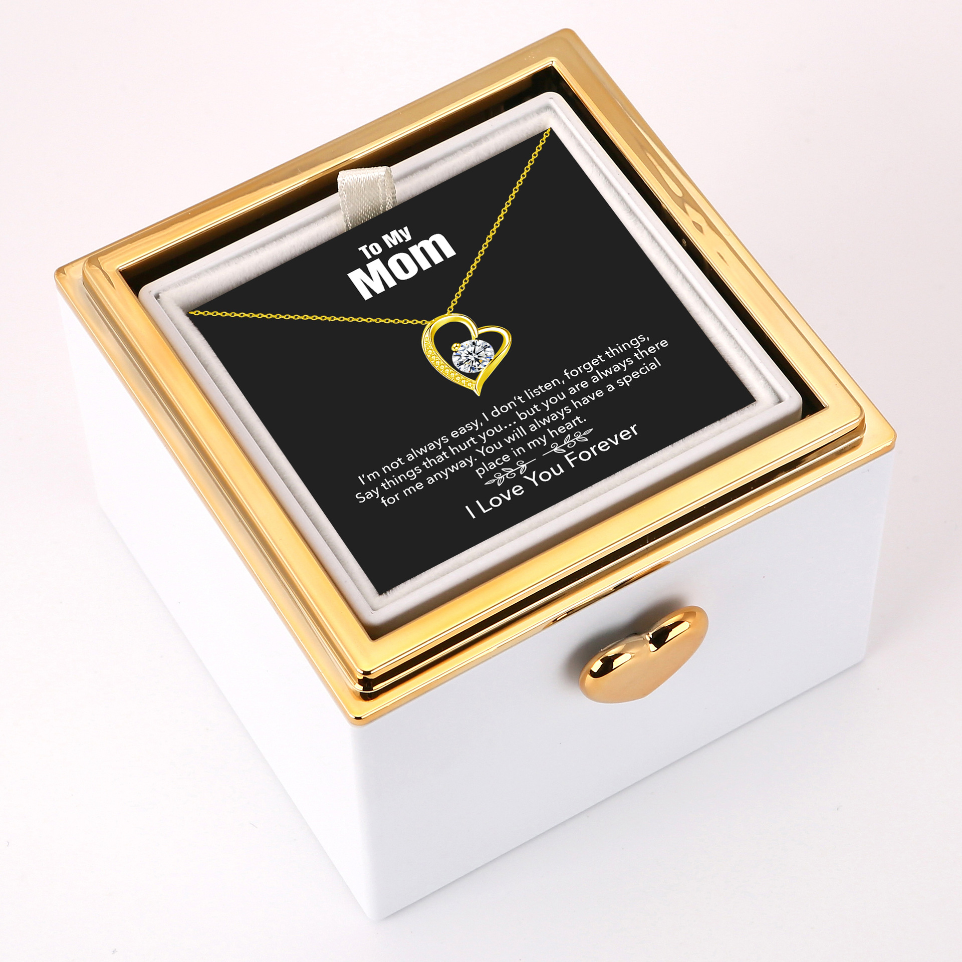 Gold Necklace + Card Gift Box