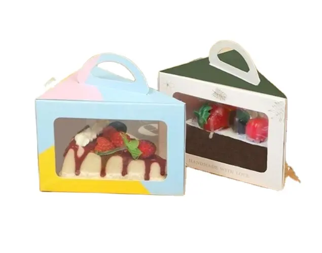 Cake Pie Cheesecake Cajas desechables de rebanadas individuales Contenedores compostables triangulares con tapas, para llevar Postre Panadería Café