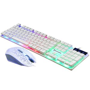 Juego de teclado y mouse para juegos táctiles mecánicos con cable personalizable iluminado para computadora de escritorio Idioma inglés - Product Image 4