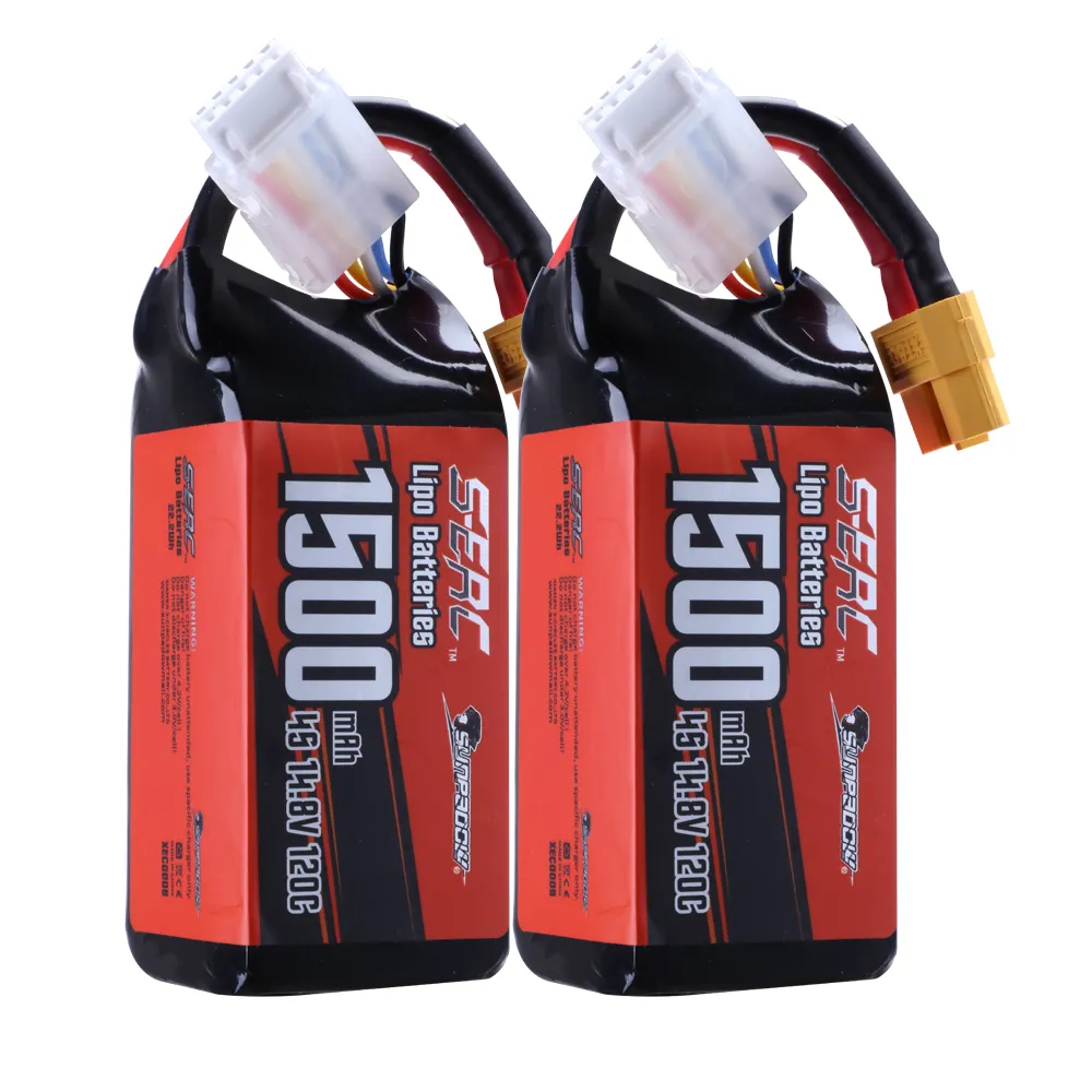 סוללת ליפו SUNPADOW 4S 14.8V 1500mAh 120C XT60 תקע עבור RC FPV מזל""ט מסוק מטוס קוואדקופטר 2 חבילות