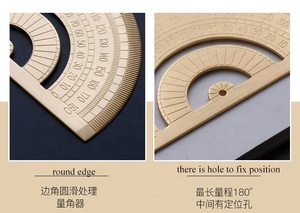 建築家製図用1.0mm半円H65真ちゅう製金属分度器 - Product Image 6