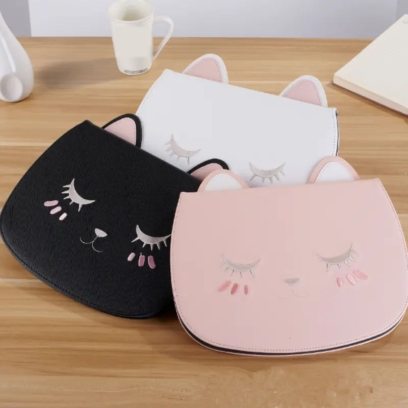 Cartoon Cat Face Pad Pouch PU Leather Cute Mini custodia protettiva per Tablet fondina