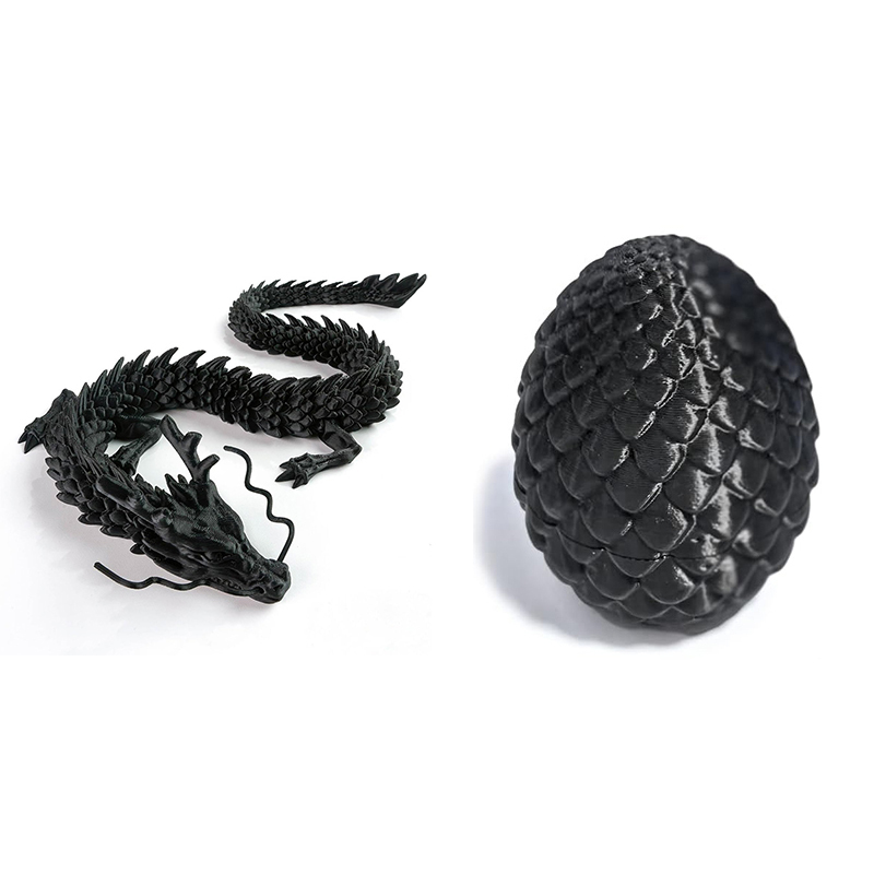 Oeuf de dragon noir 10CM + dragon chinois 30CM