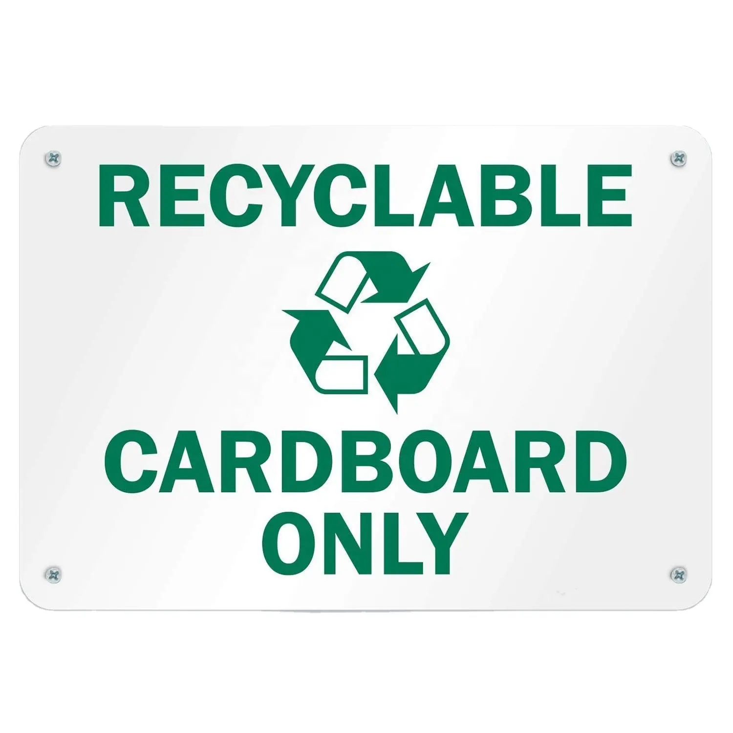 Cartone riciclabile Securun Premium solo segno con simbolo, stampato digitalmente, plastica da 55 mil, verde e bianco (7x10 pollici)