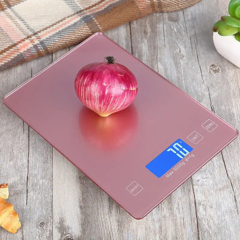 Balança especial para cozinha, balança eletrônica portátil em aço inoxidável para pesagem de alimentos, leite e chá, em vidro temperado, rosa