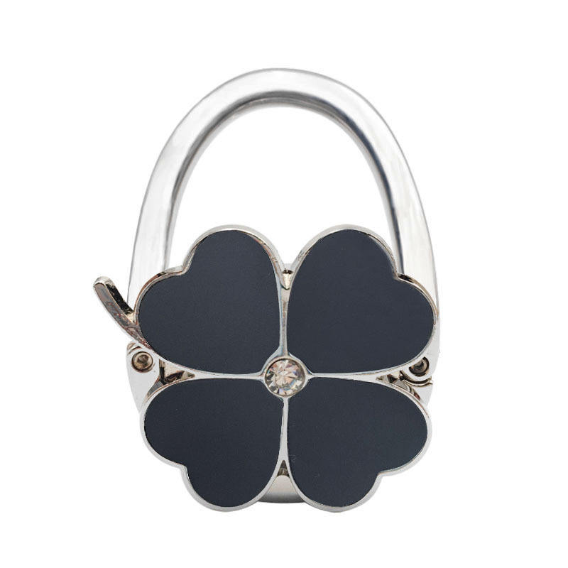 Trèfle à quatre feuilles en cuir massif noir