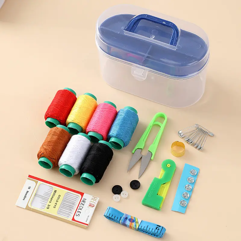 Kit de costura portátil Mini, caja de viaje, bolsa pequeña, Kit de costura artesanal, herramientas hechas a mano de viaje, venta al por mayor
