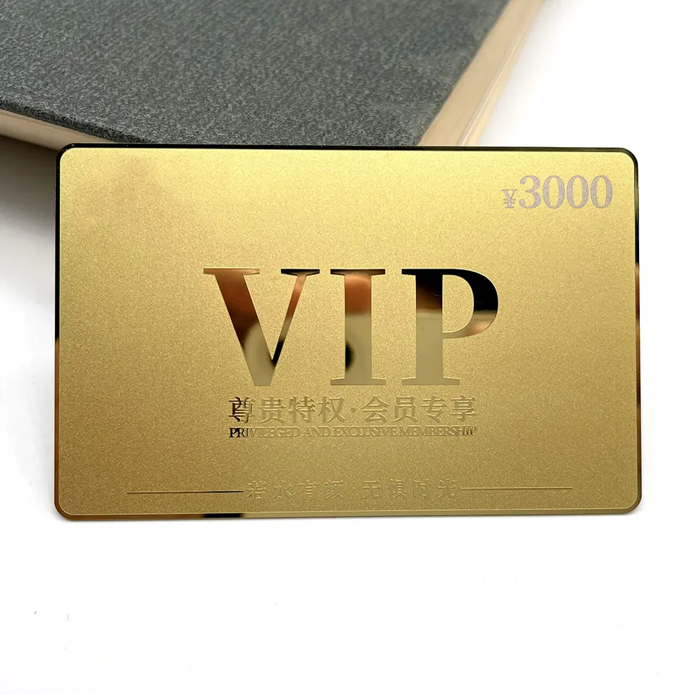 Tarjetas de membresía VIP inteligentes de acero inoxidable imprimibles en blanco Impresión personalizada Chip NFC dorado Tarjetas de visita de metal