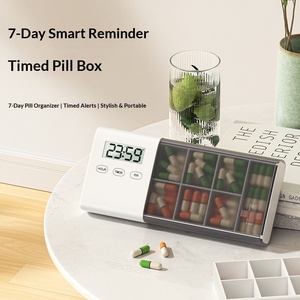 Smart Plastic <strong>Electronic</strong> <strong>Pill</strong> <strong>Box</strong> With <strong>Timer</strong> Alarm Customizable Logo Small <strong>Portable</strong> Medication Reminder - Product Image 2