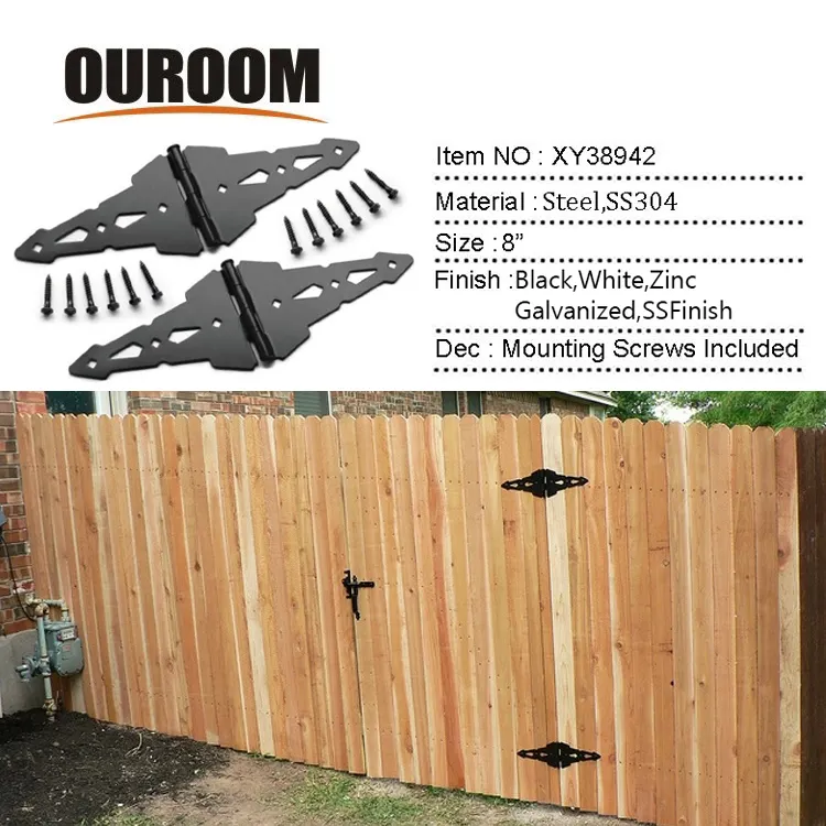 Oem portão dobrável preto resistente dobradiça portão porta porta porta de madeira kit