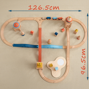 Asweets Wooden Montessori Rail DIY Car Building Block Set Children's Toy 96-piece <strong>Game</strong> Train Set