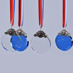 Leere klare und blaue Kristallglas geformte Medaillon-Medaillen MH-J0948 - Product Image 1