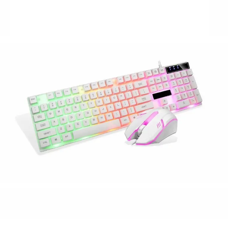 Mouse dan Keyboard Led Usb Lucu, Mouse Gaming Wifi Rgb Nirkabel Lampu Kantor Kombo Keyboard dan Mouse Led Lucu Dapat Diisi Ulang Daya