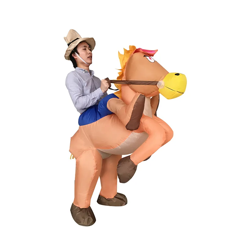 Günstige Großhandel aufblasbare Fun Horse Kostüm mit Hut für Erwachsene und Kinder Unterwäsche Hosen Karton Custom ized Unisex Cuy Kostüme