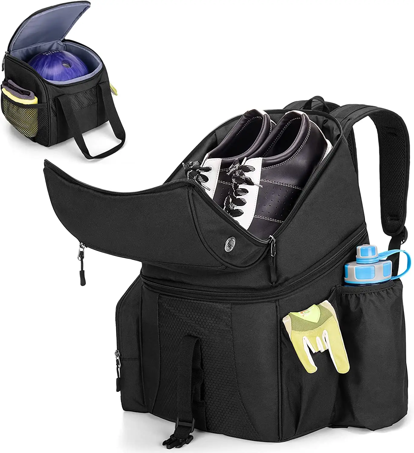 靴コンパートメント付きシングルボールシングルボールバッグ用カスタムロゴ耐水性ボウリングバックパックバッグ