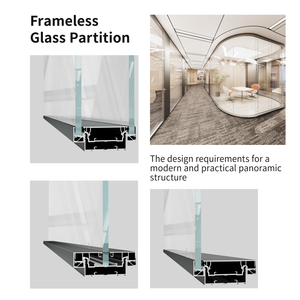 Modern <strong>Modular</strong> Divider Black Frame Frameless Profile Partit Panels Soundproof Movable Rooms Office Glass <strong>Partition</strong> Wall <strong>System</strong> - Product Image 4