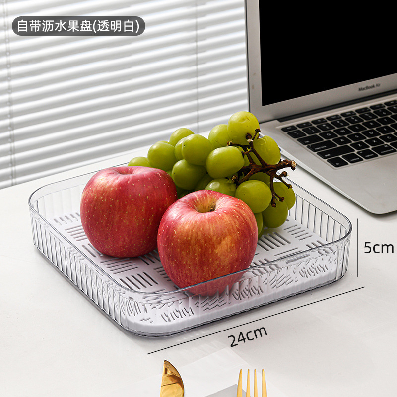 Square fruit dish, transparent white