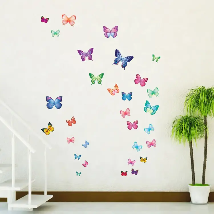 Descascar facilmente 3d roommate de vinil personalizado, à prova d' água borboleta, decalques de parede para casa