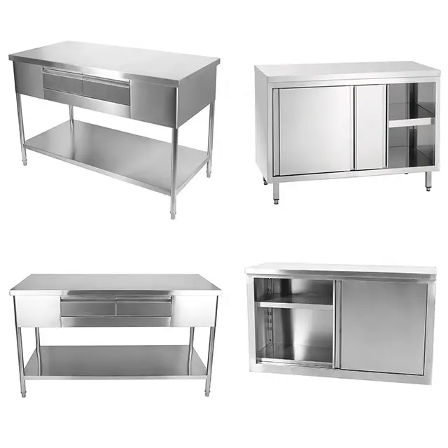 Commercial Restaurant Equipment Supplies Stainless Steel Kitchen Work Table With Gastronorm Pan Drawer Workbench