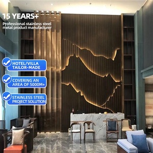 Alta qualità in acciaio inox moderno divisorio ristoranti Premium legno alluminio schermi divisori sala pannello Technics decorazione - Product Image 1