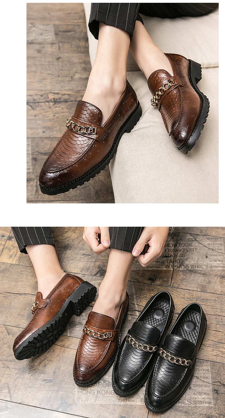 Genuine Moccasins Leather Stylish Casual Dress Formal Loafers Men Brown S219-3509 (STOCK ITEM) 17 PRISTINE